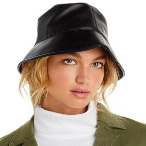 NWT APPARIS Amara Vegan LEATHER bucket HAT black OS size Fashion